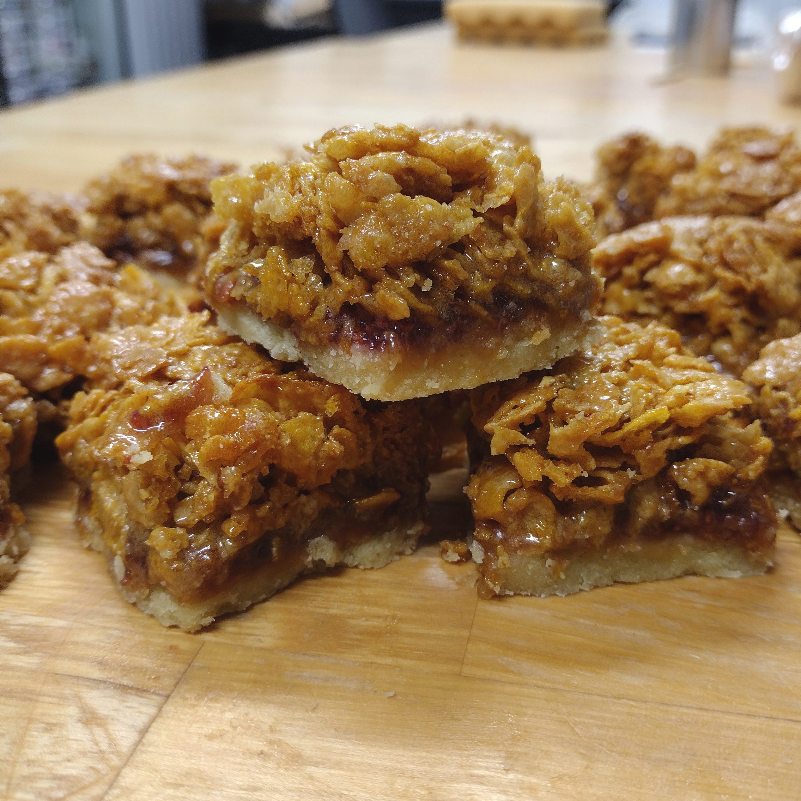 cornflake slice recipe cut into squares